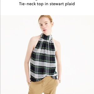 J. Crew NWT tie neck top in Stewart plaid